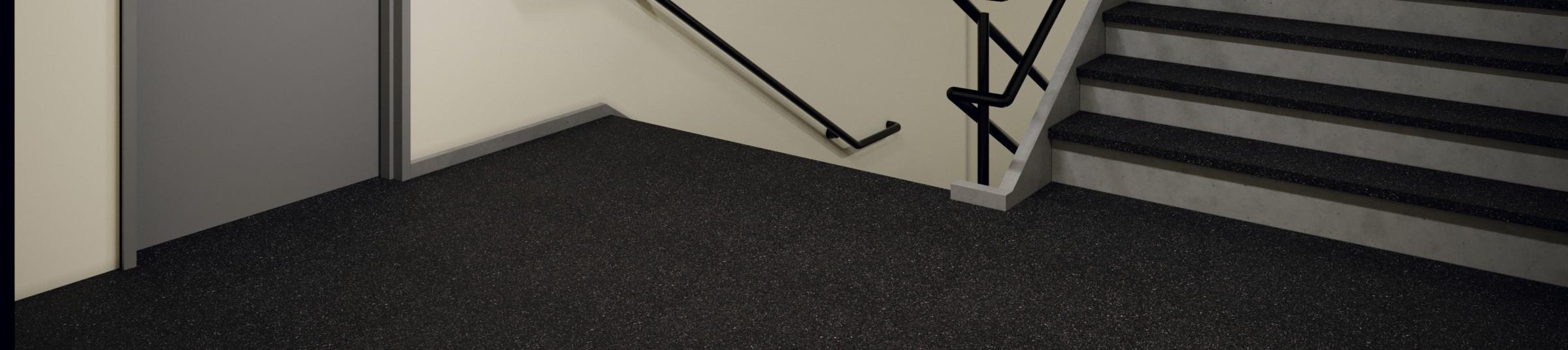 A shot of a stairwell with HD 6 & 8 as the floor